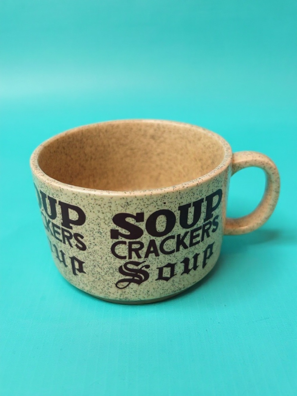 Vintage 1970s Speckled Stoneware Soup Mug Made in Japan